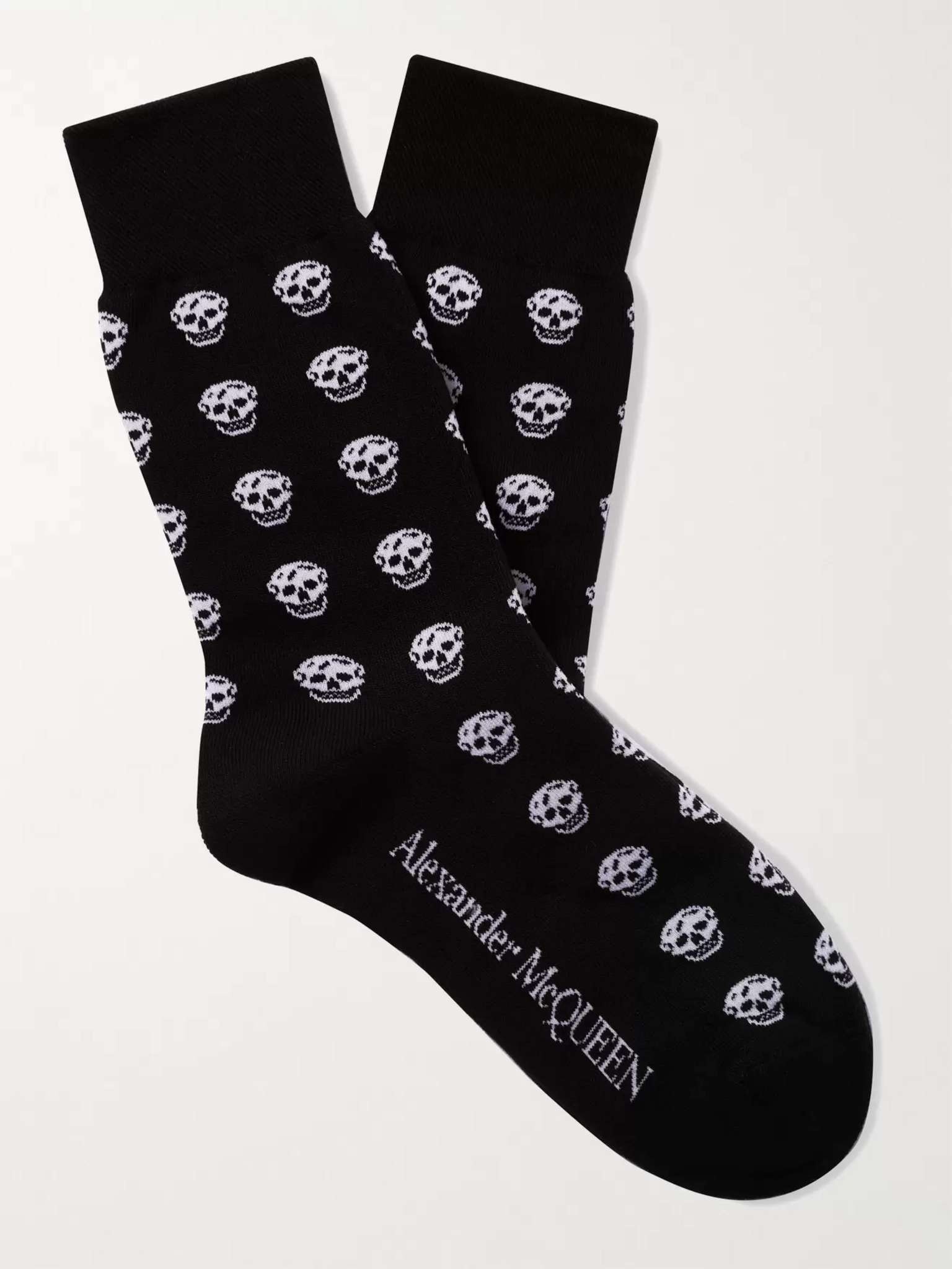 Skull-Intarsia Cotton-Blend Socks - 1