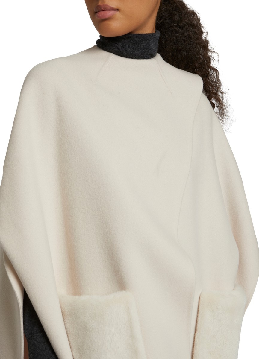 Cashmere cape with mink over-pockets - 4