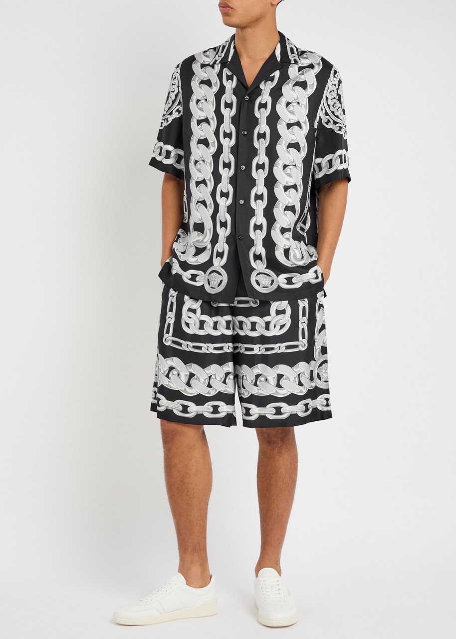 Versace Medusa Chains Silk-twill Shorts - 4