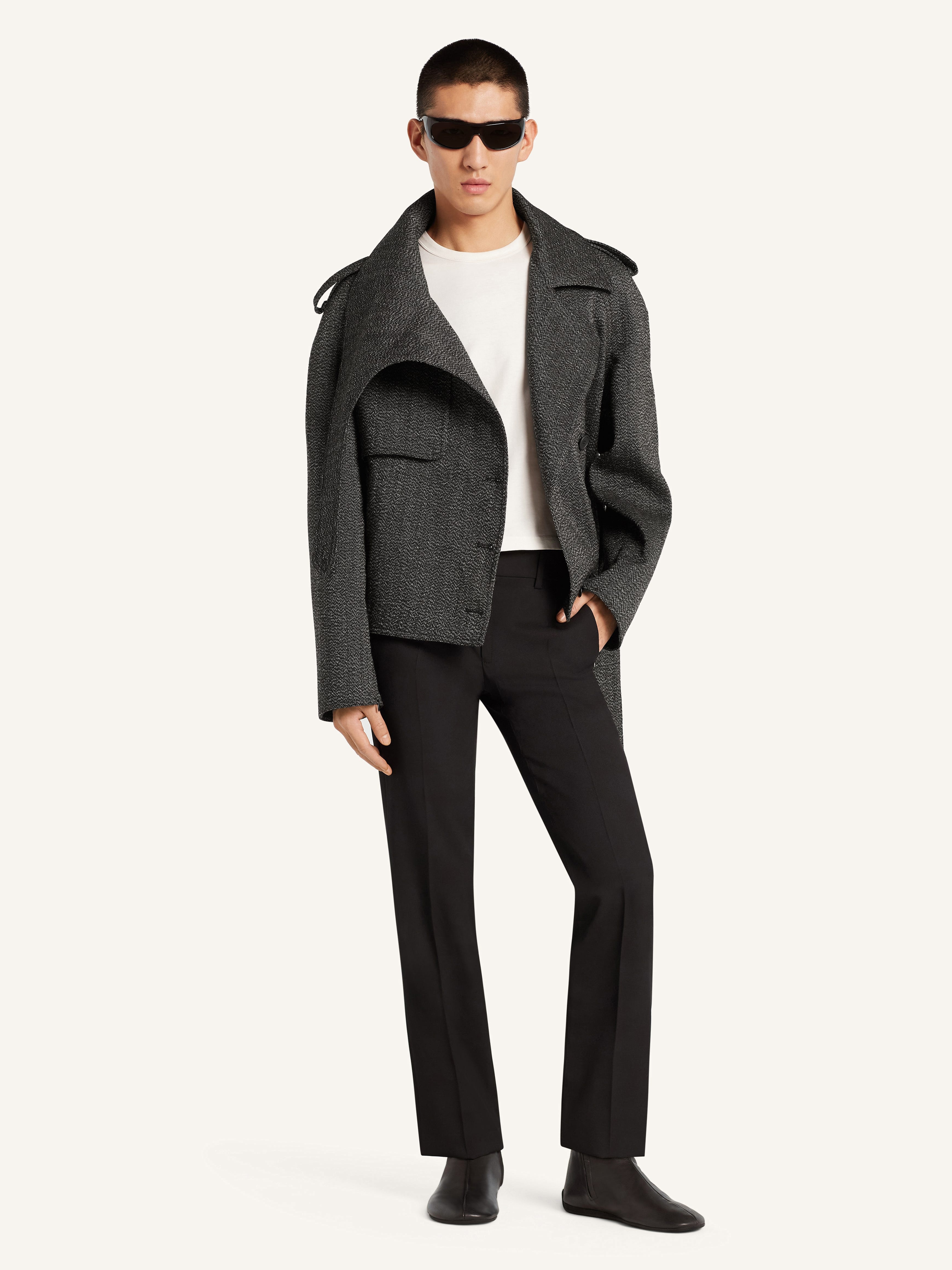 OBLIQUE CAVIAR WOOL COAT - 3