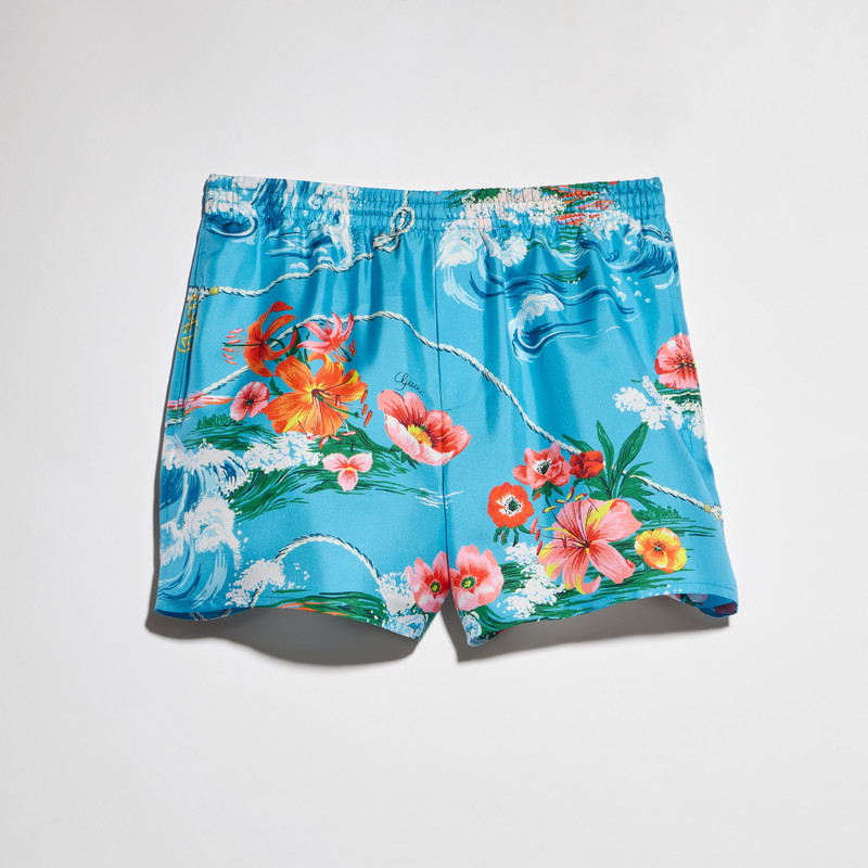 Printed silk twill shorts - 1