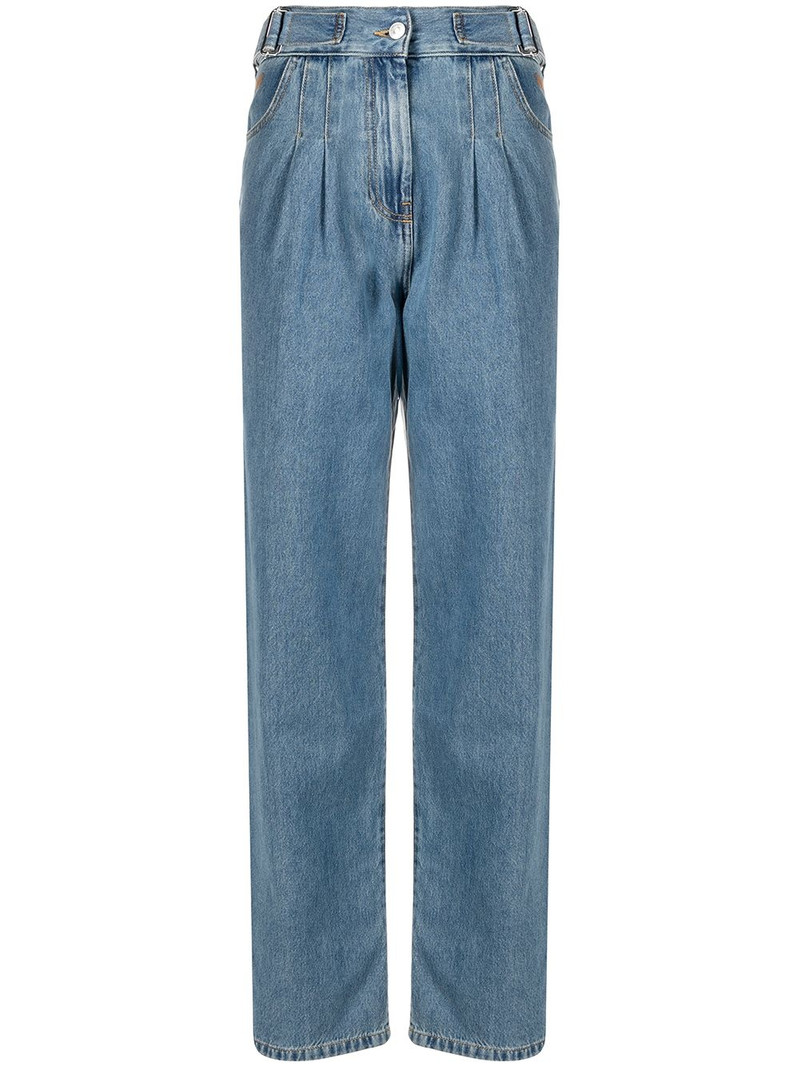 pleat-detail straight-leg jeans 1