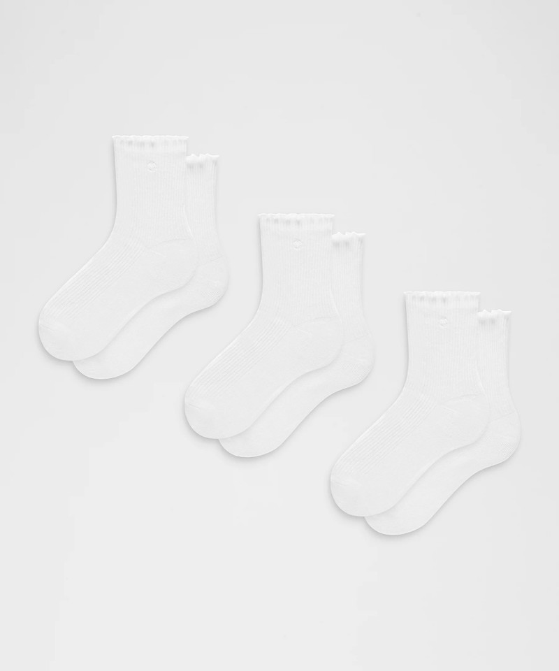Unisex Lettuce Edge Quarter Socks *3 Pack 1
