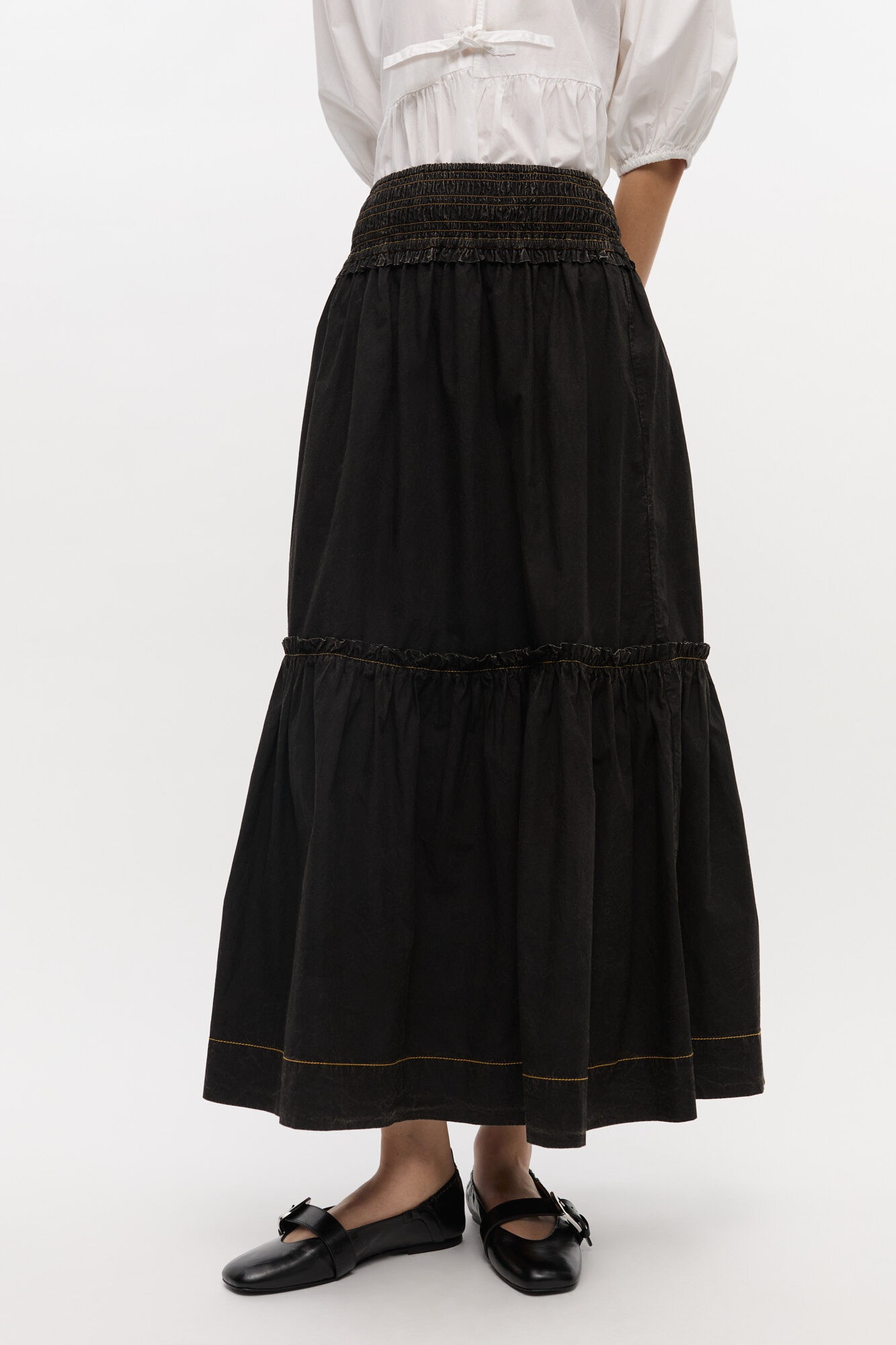 BLACK WASHED SMOCK SKIRT - 3