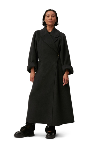 GANNI RECYCLED LONG WRAP WOOL COAT outlook