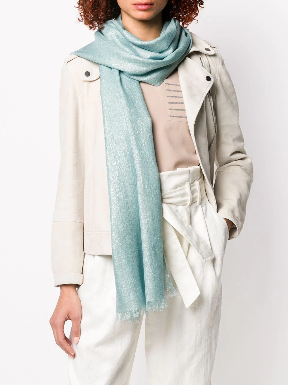 metallized frayed scarf - 2