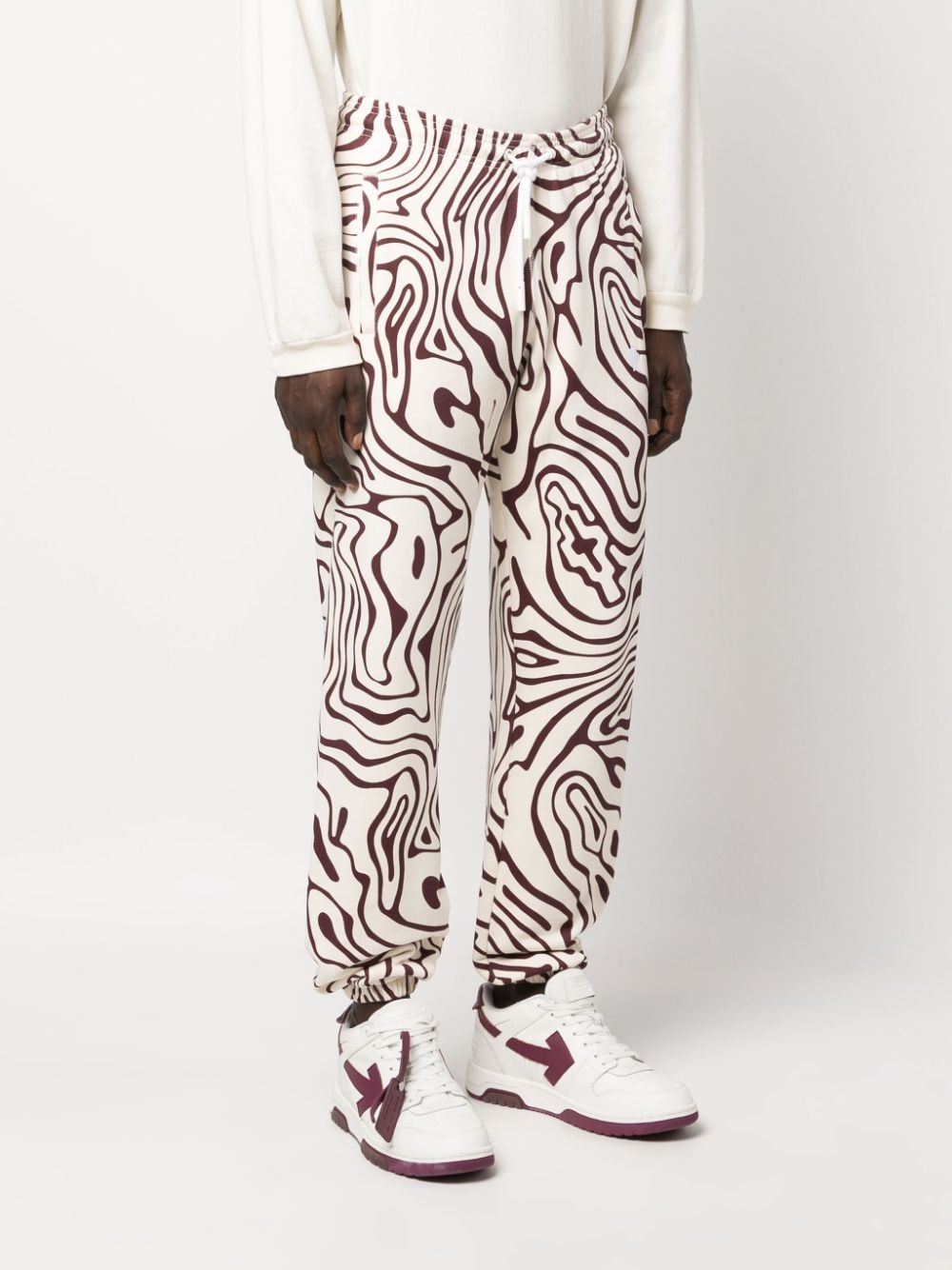 swirl-print cotton track pants - 3