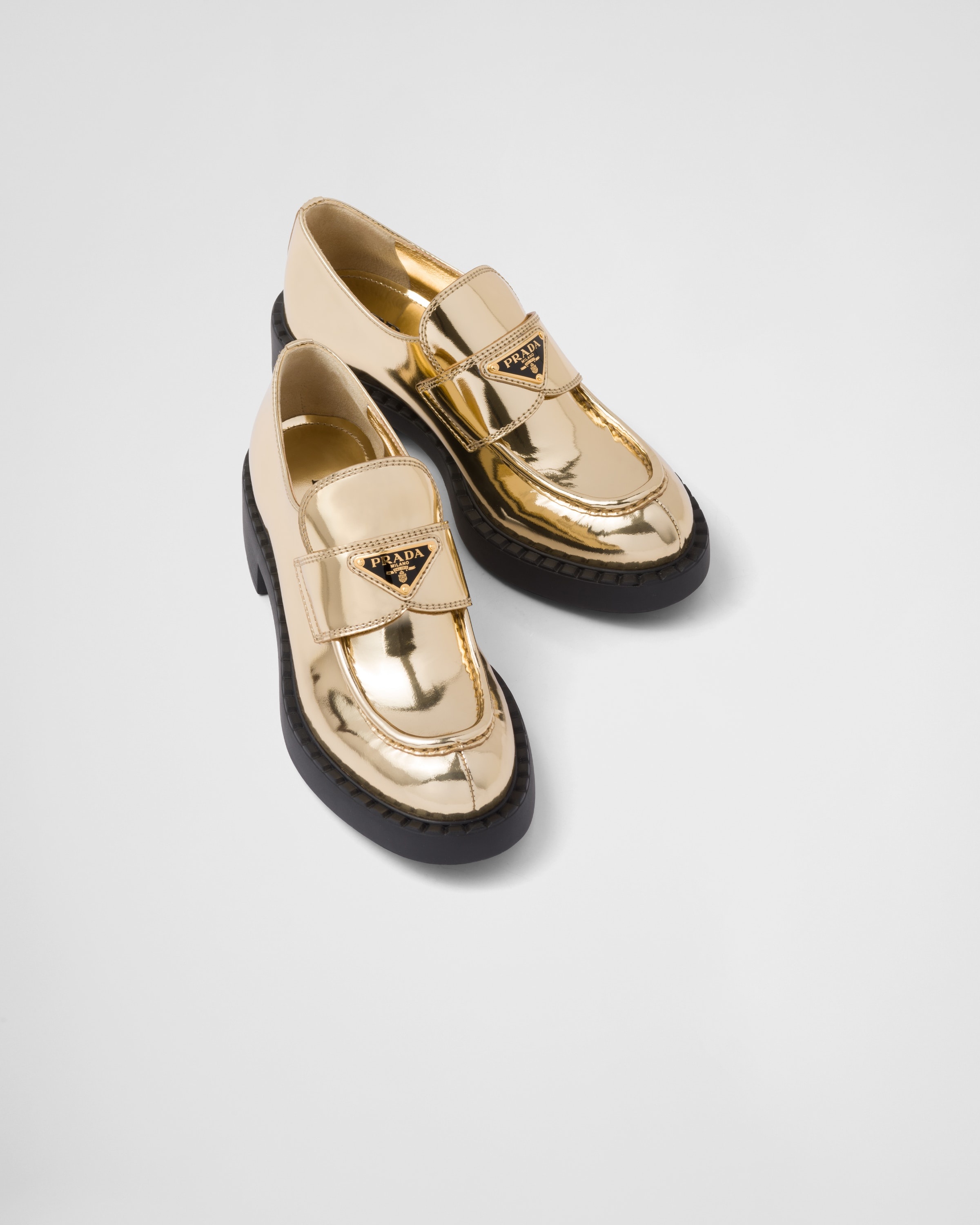 Metallic leather loafers - 4