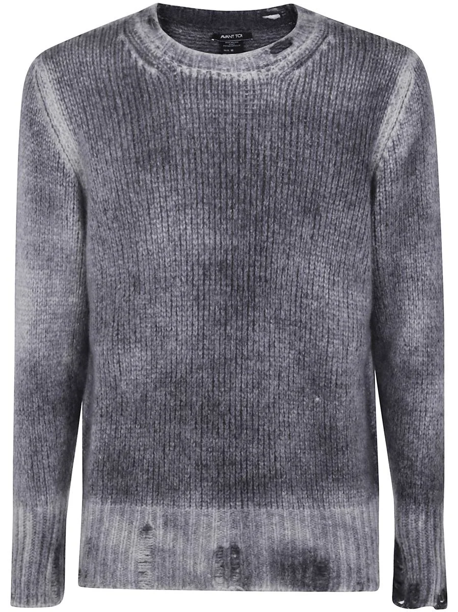 Avant Toi Hand Painted Round Neck Pullover In Cashmere Silk With Destroyed Edges Clothing - 1