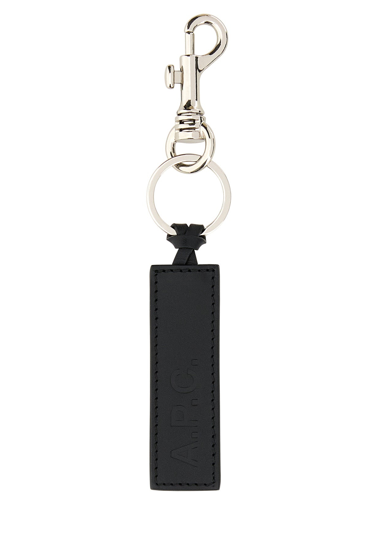 Black leather key ring - 1