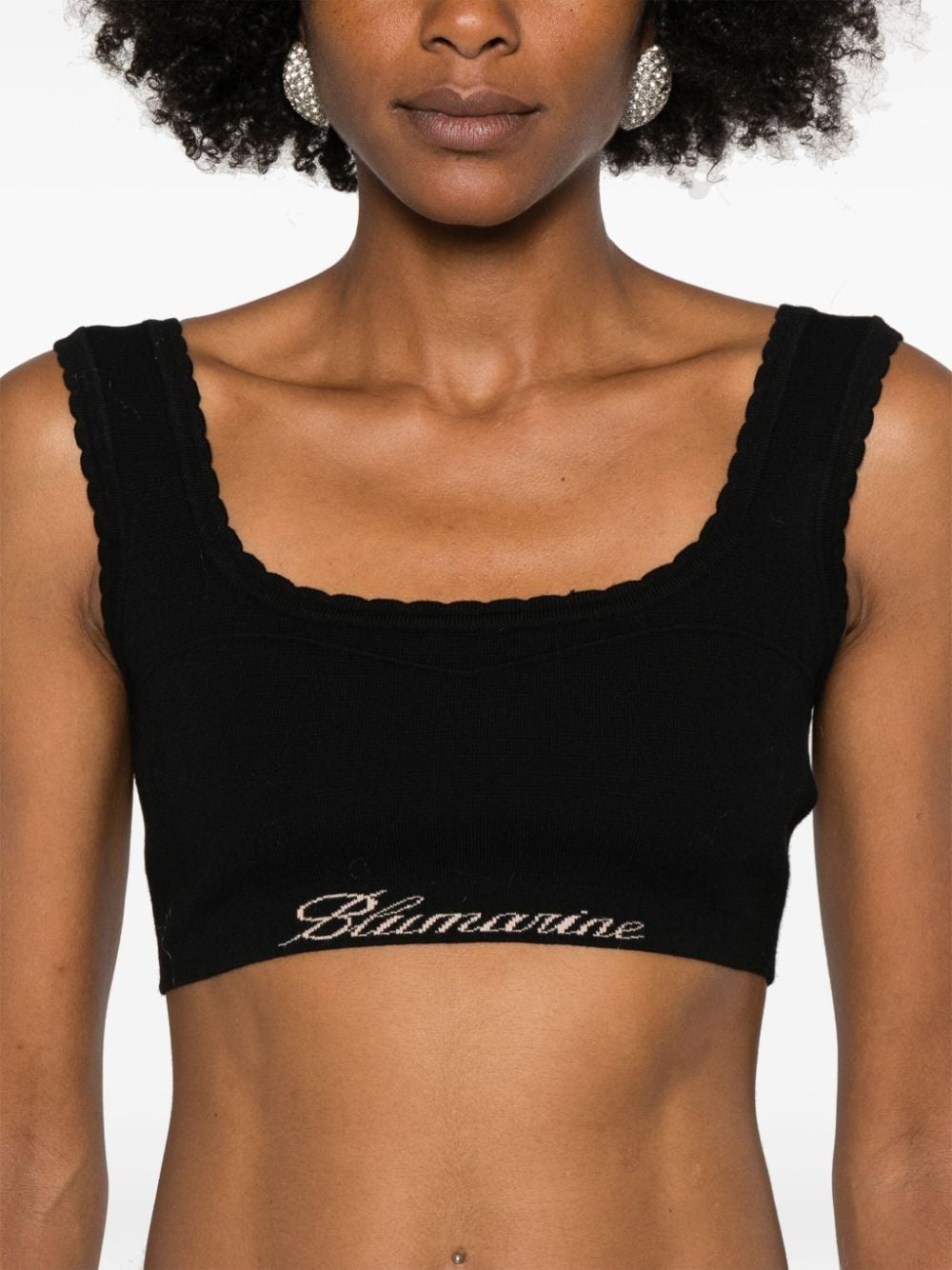 logo-jacquard crop top - 5