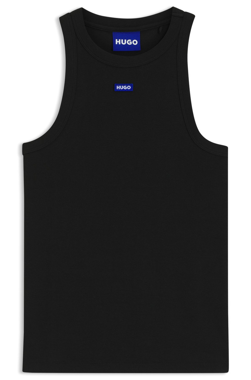 SLIM-FIT STRETCH-COTTON TOP WITH BLUE LOGO BADGE 1