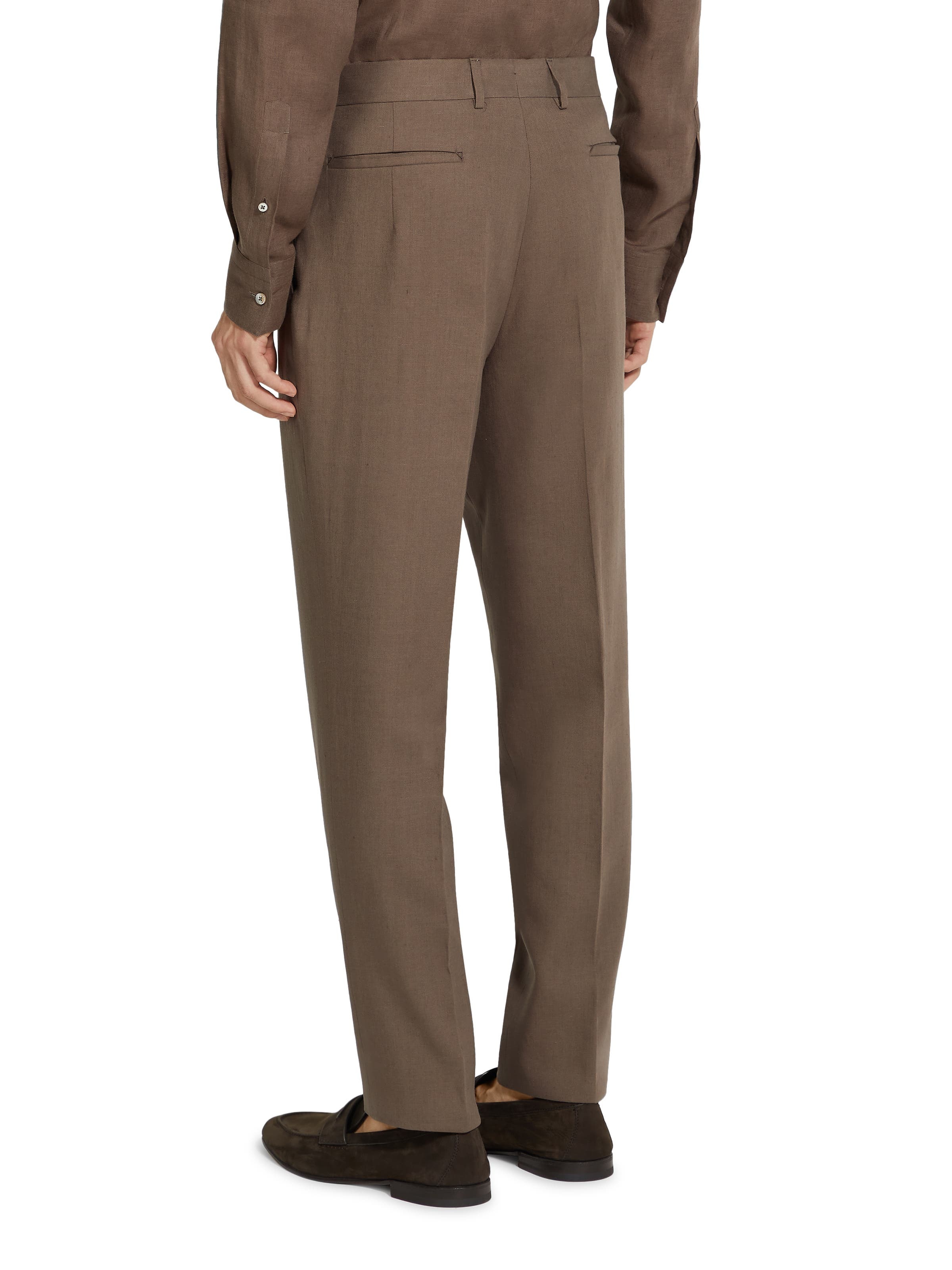 ZEGNA Linen Trousers in Medium Brown at Nordstrom - 2