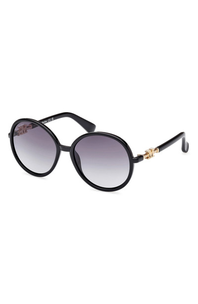 Max Mara 58mm Gradient Round Sunglasses in Shiny Black /Gradient Smoke outlook