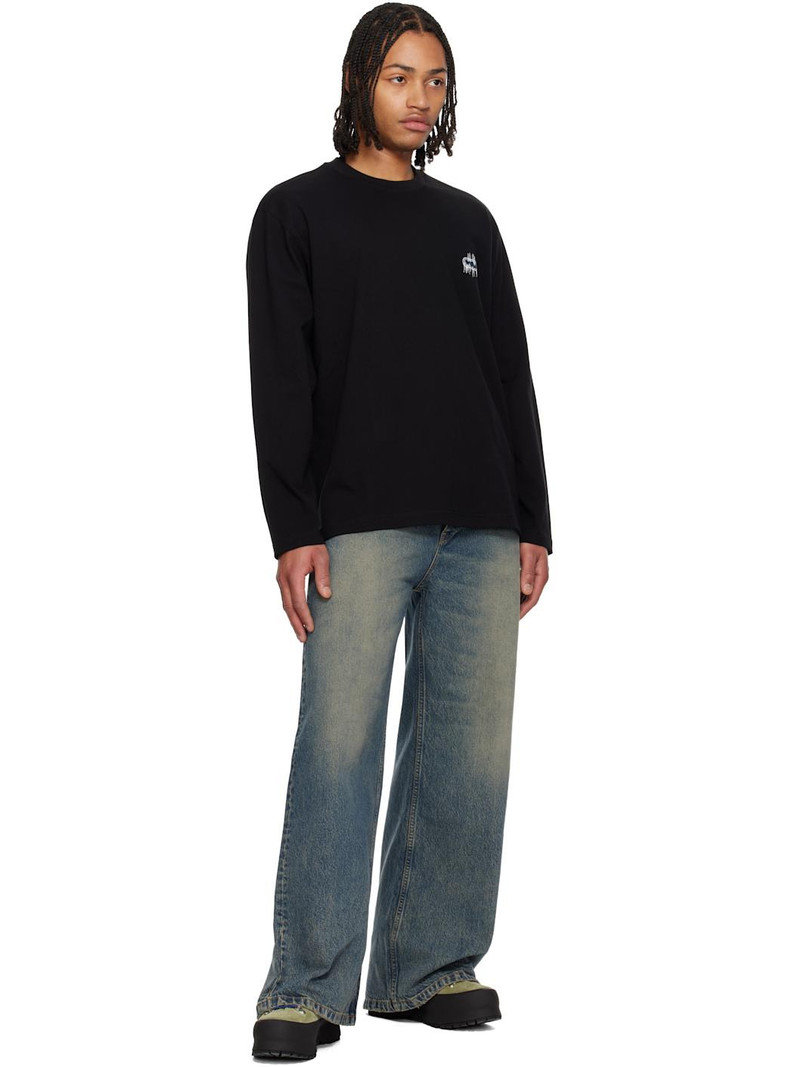 SOLID HOMME Black Sound Wave Back Logo T-shirt outlook