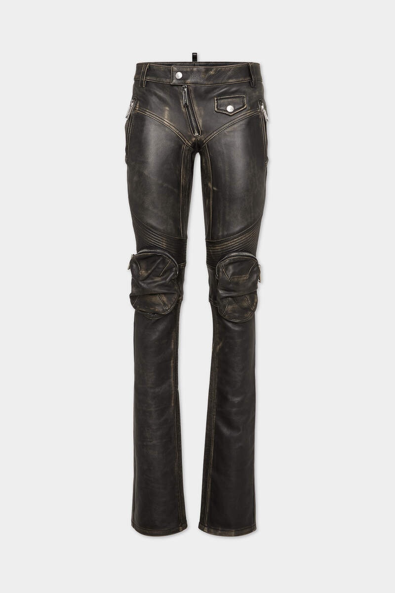 DISTRESSED LEATHER BIKER PANTS - 1