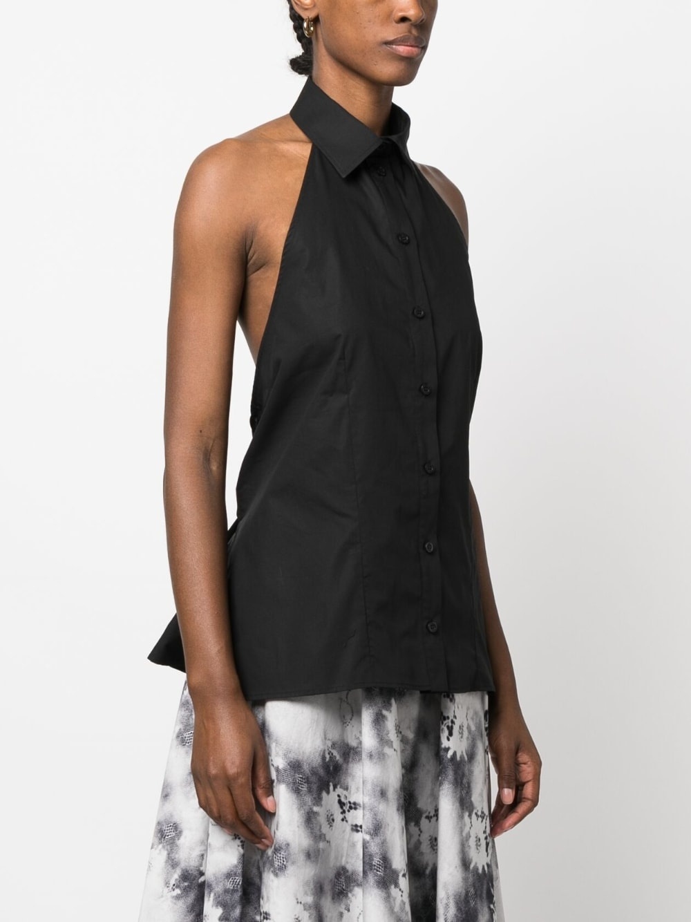 open-back sleeveless cotton shirt - 4