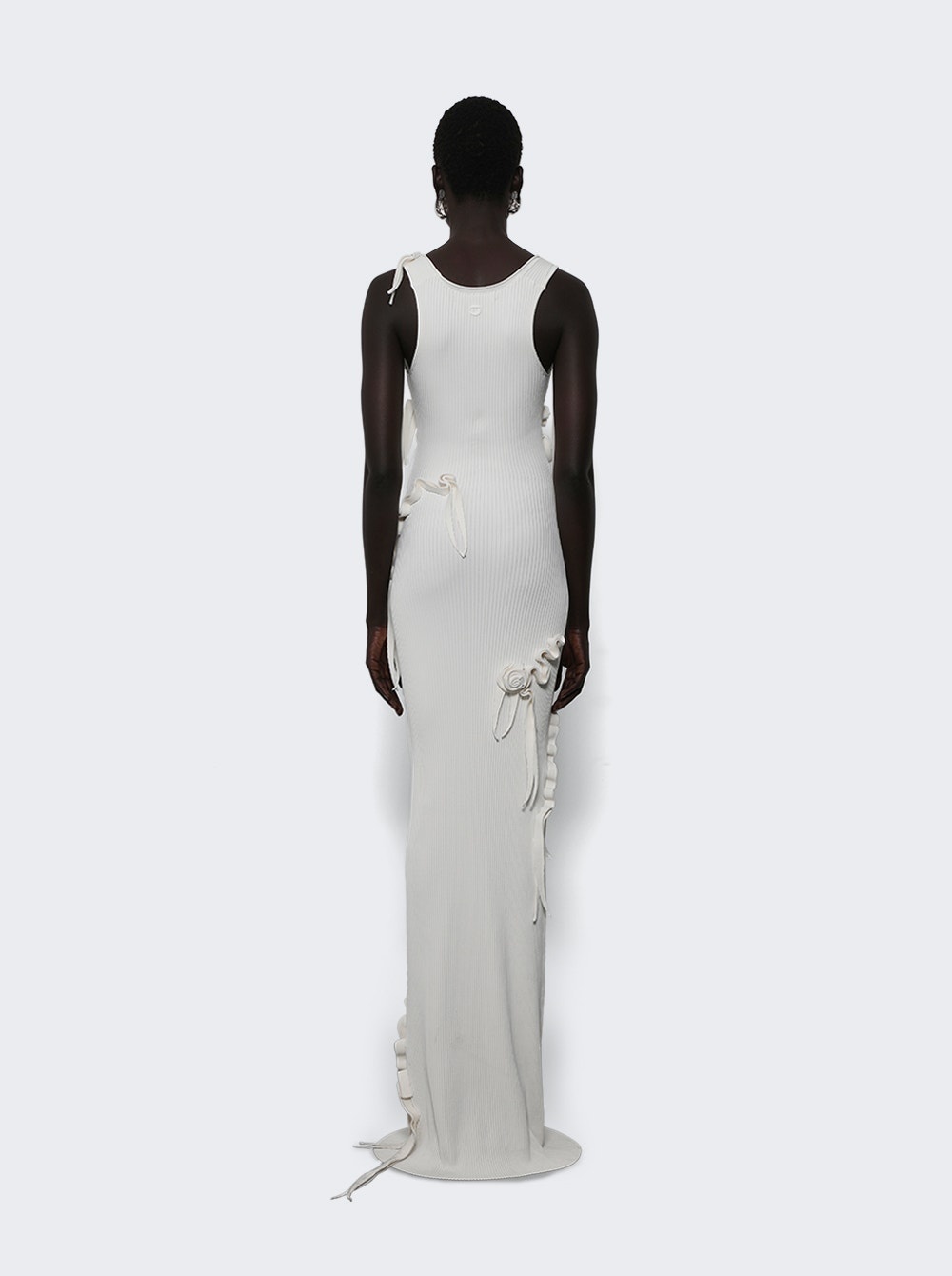 Knitted Ribbon Long Tank Dress White - 4