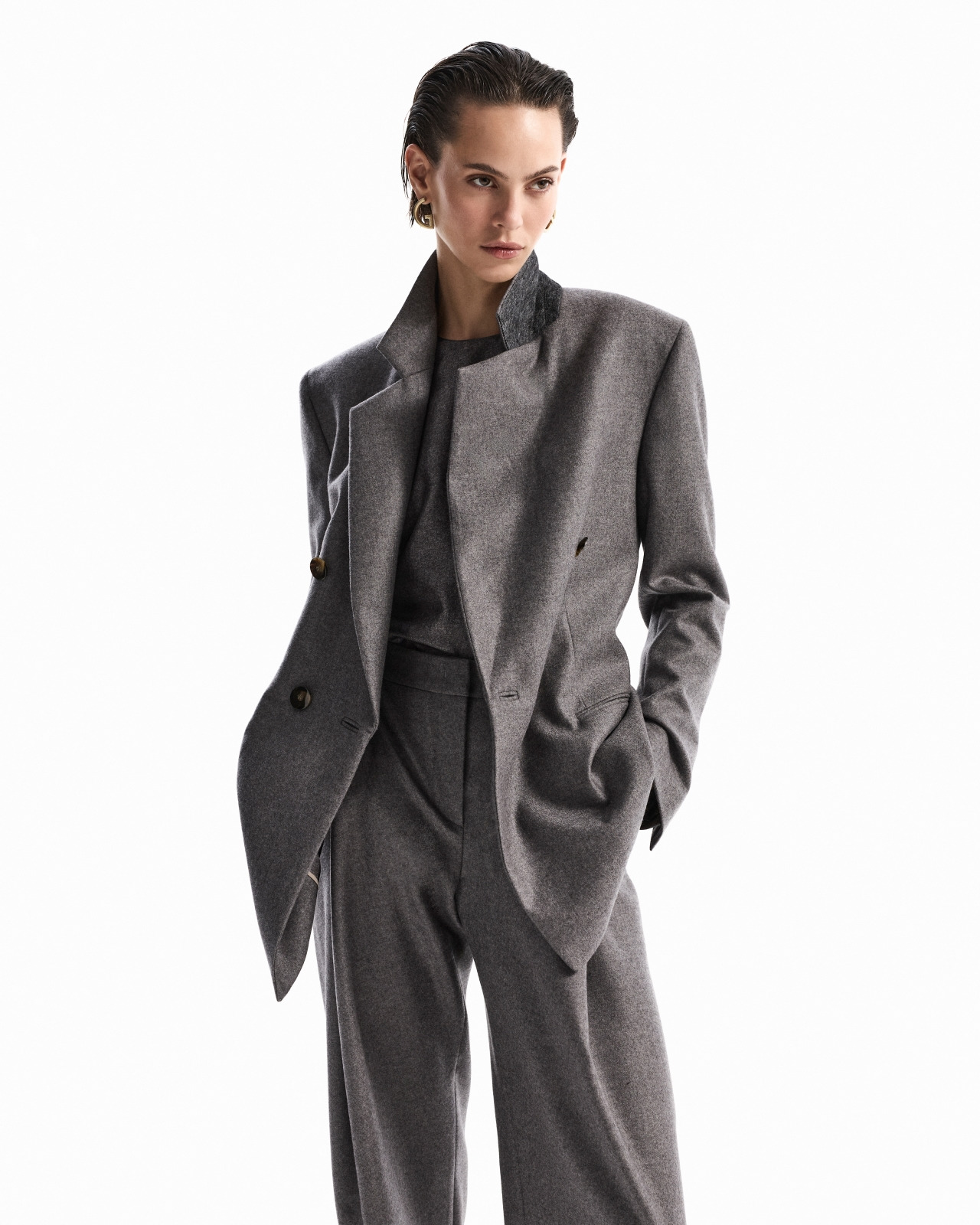 Cashmere flannel double-breasted jacket - 6