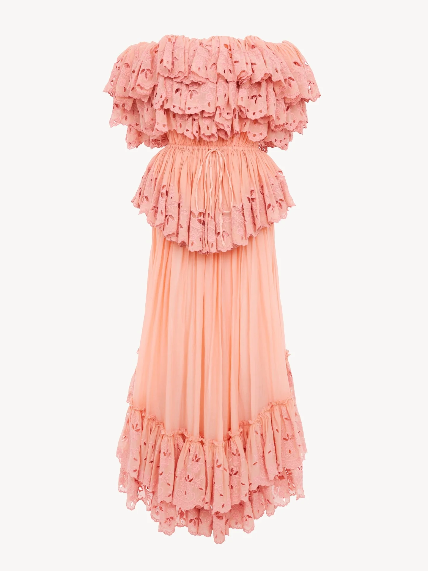 RUFFLED LONG DRESS IN COTTON VOILE - 1