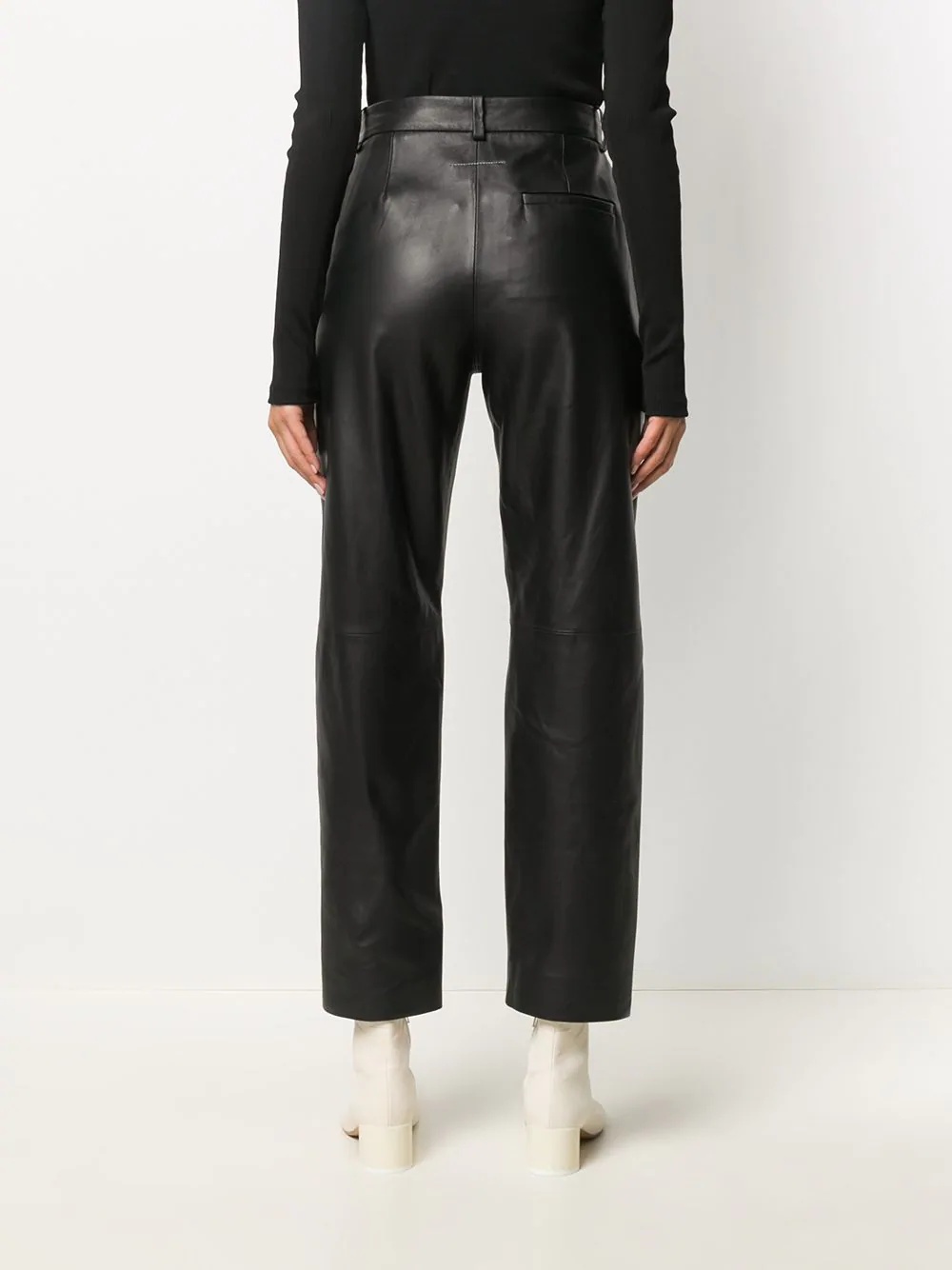 cropped leather trousers - 4