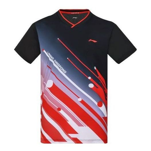 Li-Ning National Team Table Tennis Jersey T-Shirt 'Black Red' AAYS017-1 - 1