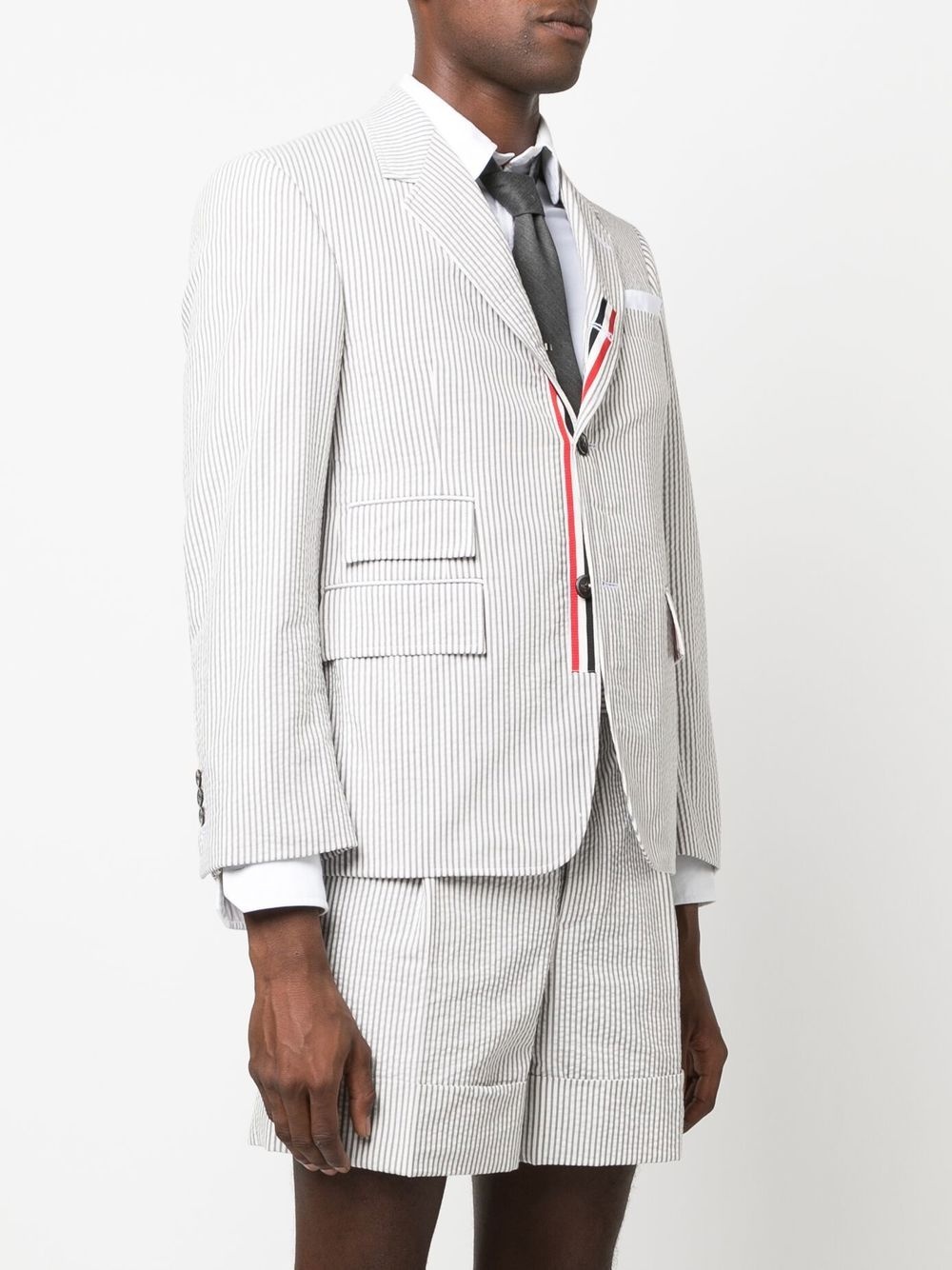 seersucker single-breasted blazer - 3