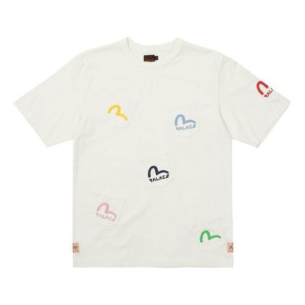 Palace X Evisu Multi Pocket T-Shirt Egret Logo T-Shirt 'White' P21EVTS001 - 1
