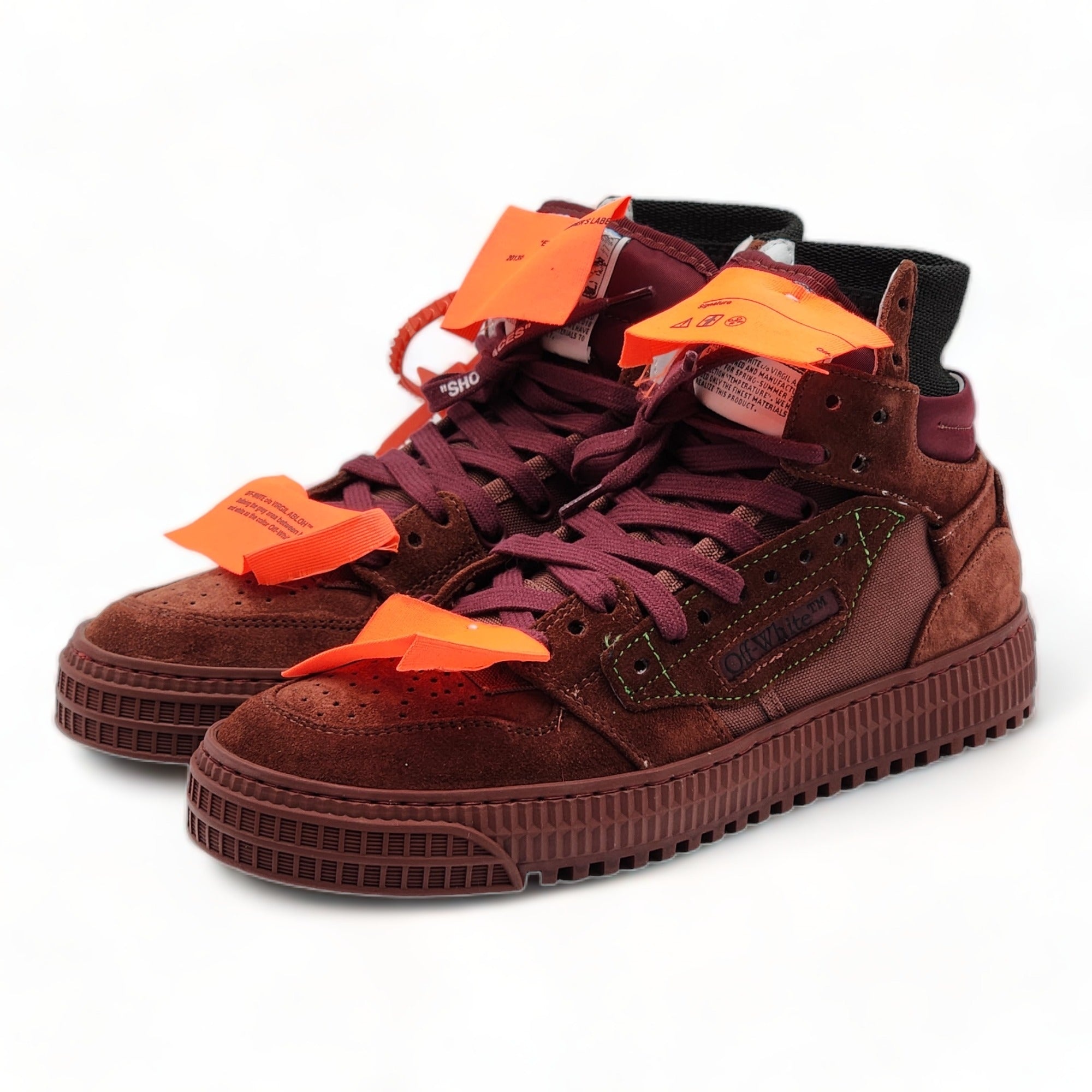 Off-White 3.0 Court Hi Top Women's Sneakers Burgundy - 1