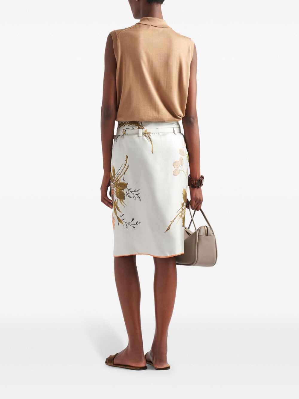 floral-print silk midi skirt - 3