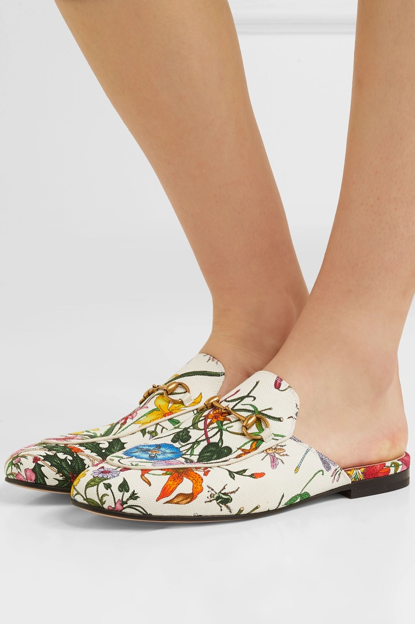 Princetown horsebit-detailed floral-print canvas slippers - 2