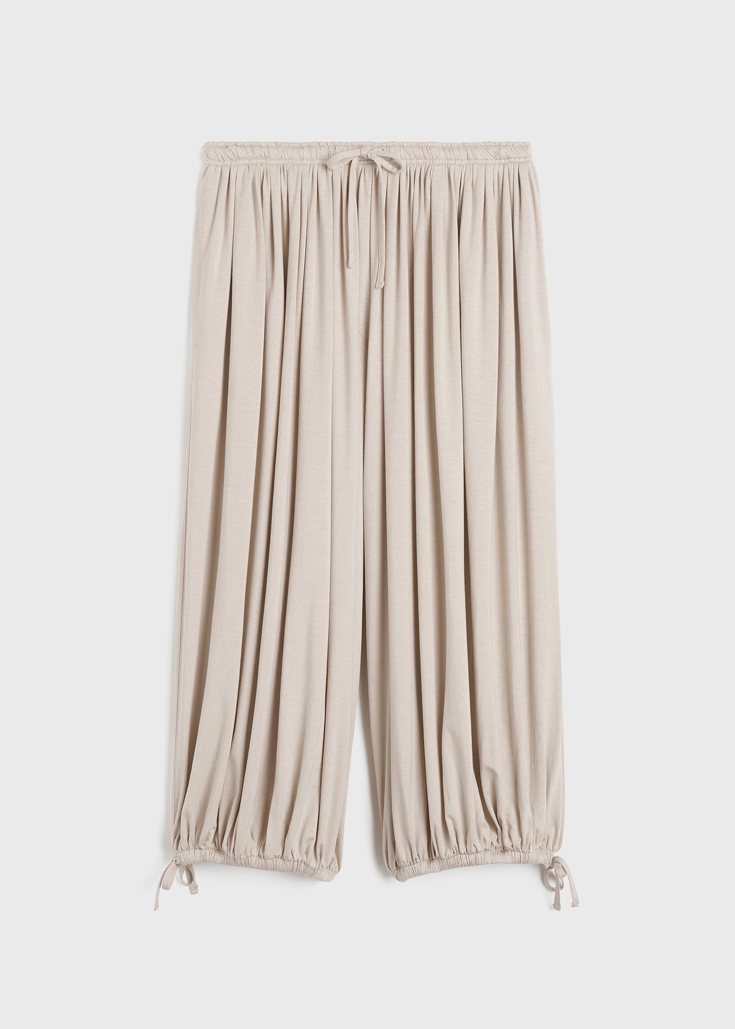 Gathered jersey trousers pebble - 1