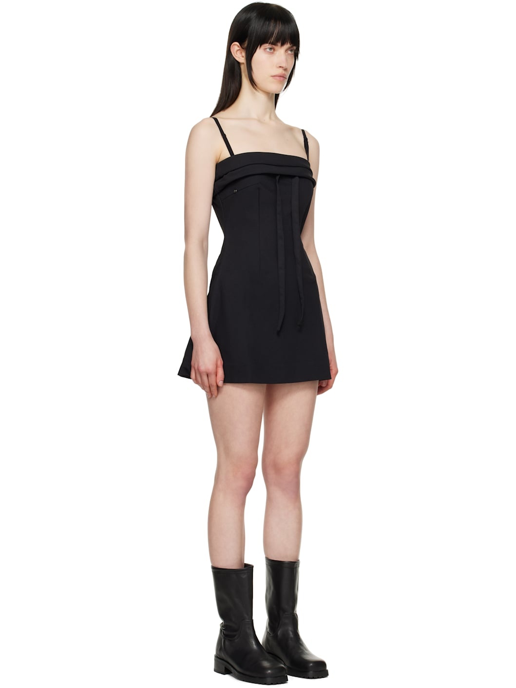 ワンピース OPEN YY : 25SS / ROLLED MINI DRESS (BLACK) OPEN YY Black Rolled Minidress | REVERSIBLE