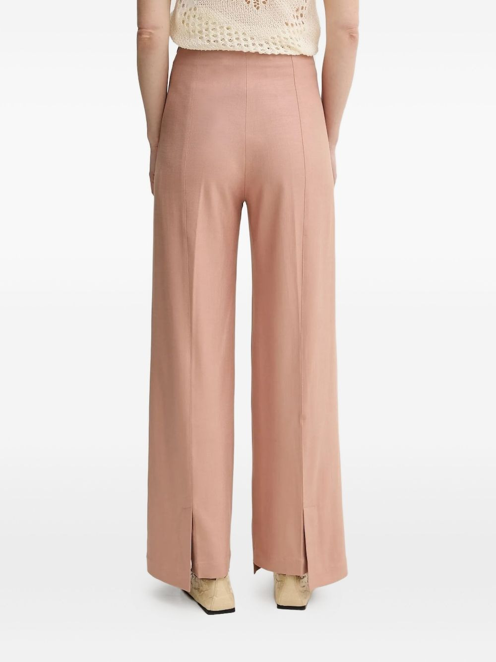 wrap-front split-hem trousers - 4