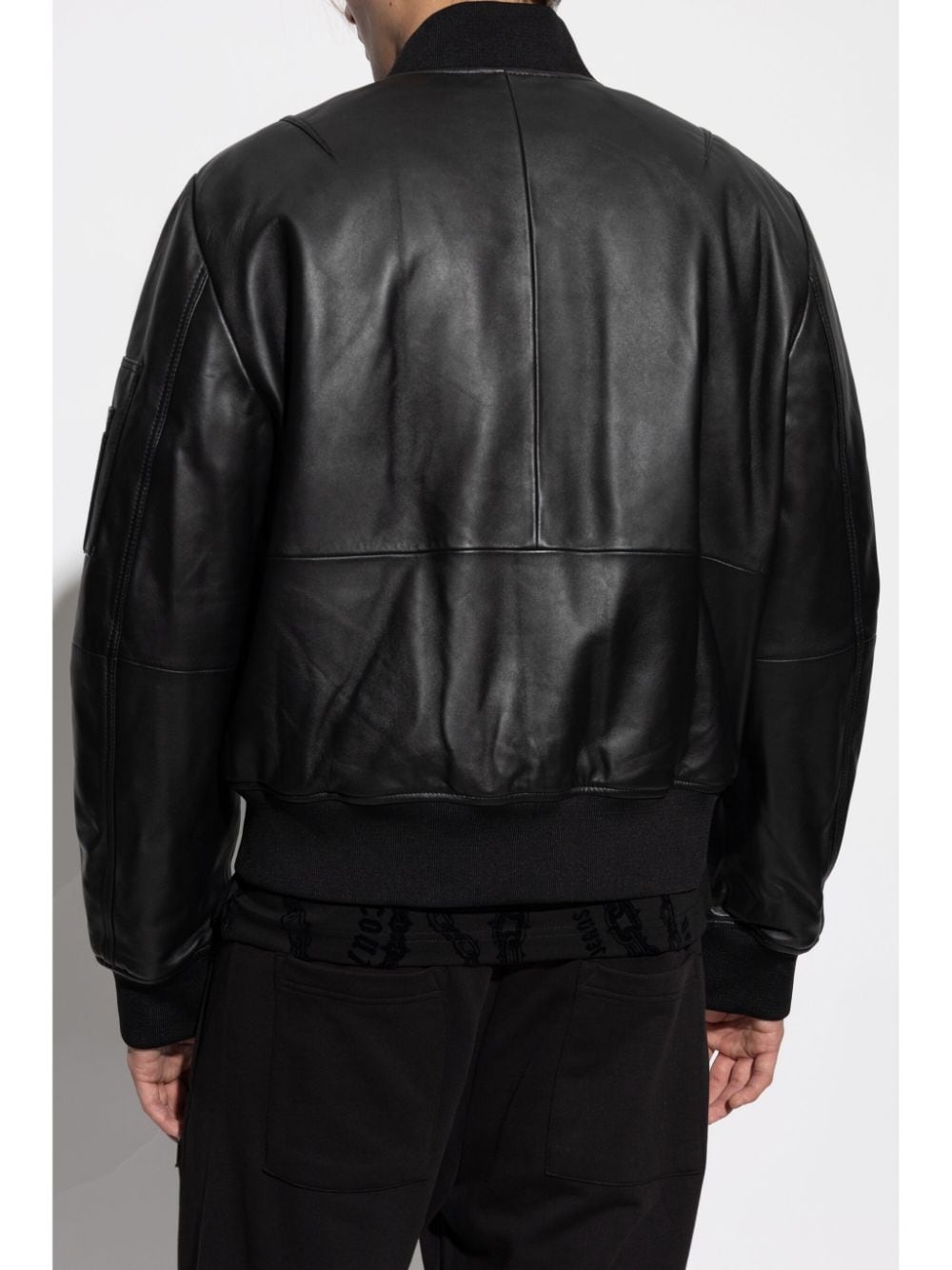 V-Emblem leather bomber jacket - 4