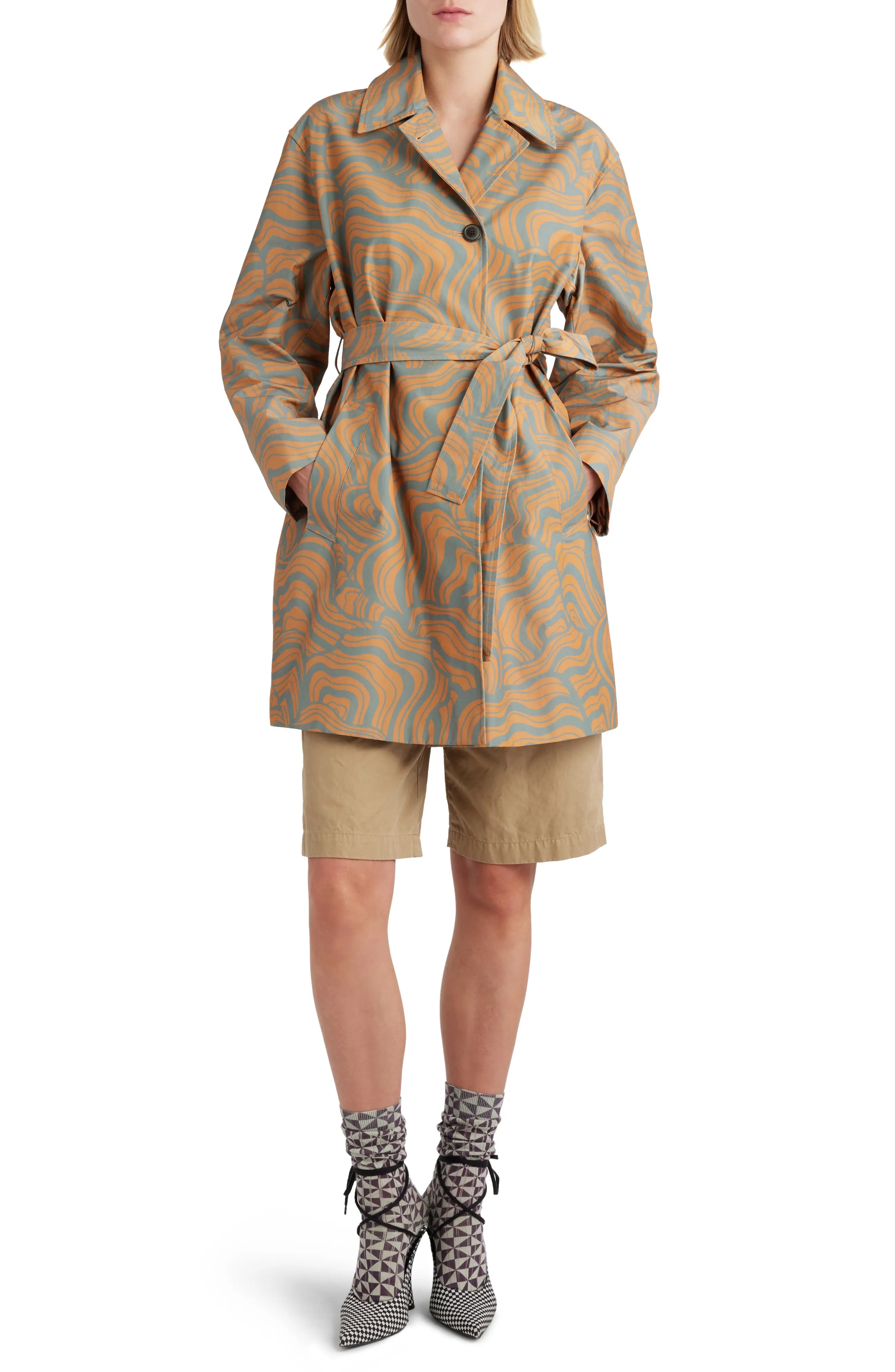 Ramblas Abstract Swirl Water Repellent Trench Coat - 2