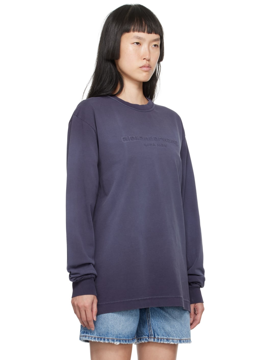 Purple Embossed Long Sleeve T-Shirt - 2