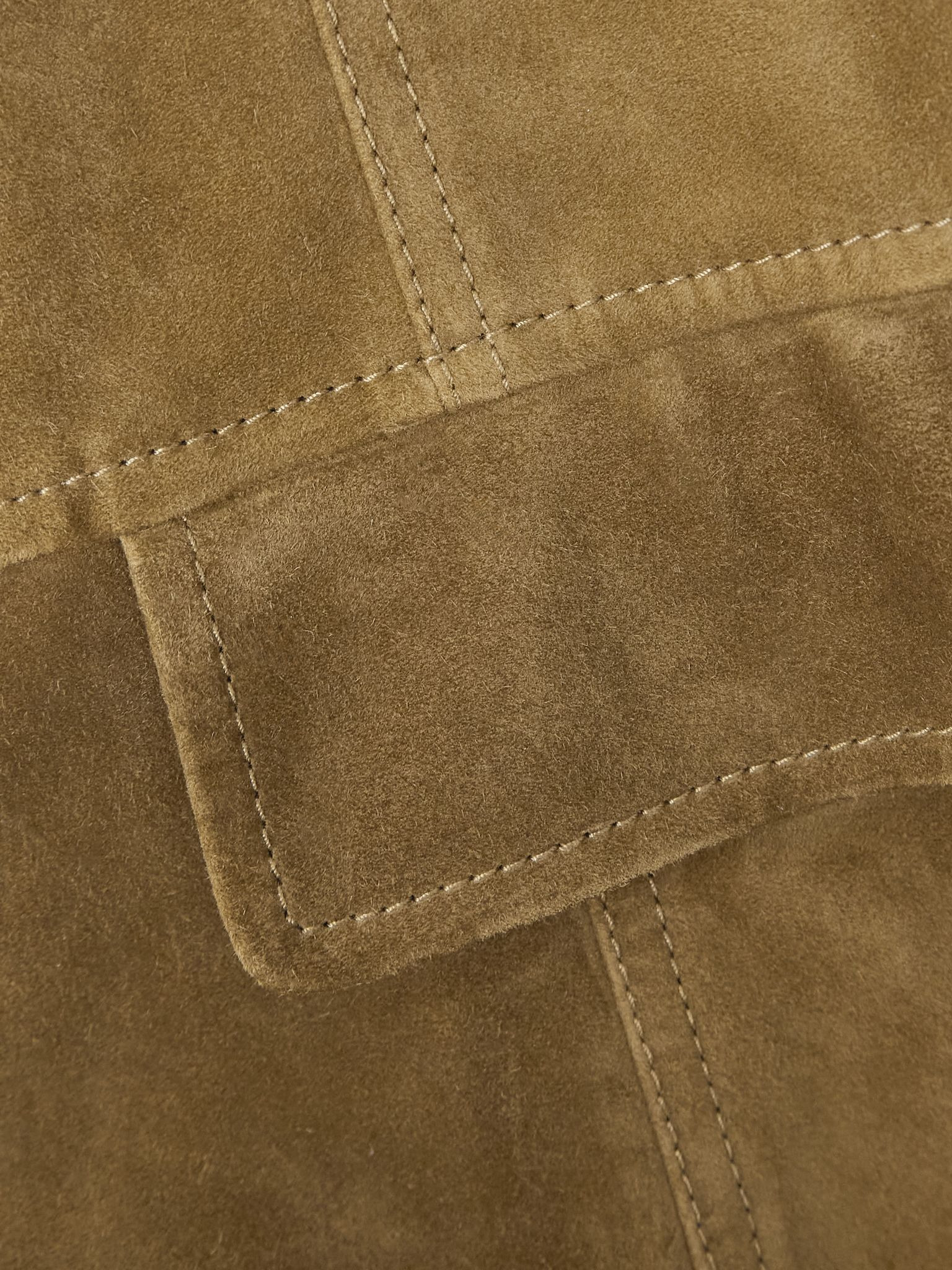Belted double-breasted suede jacket Brown - 4