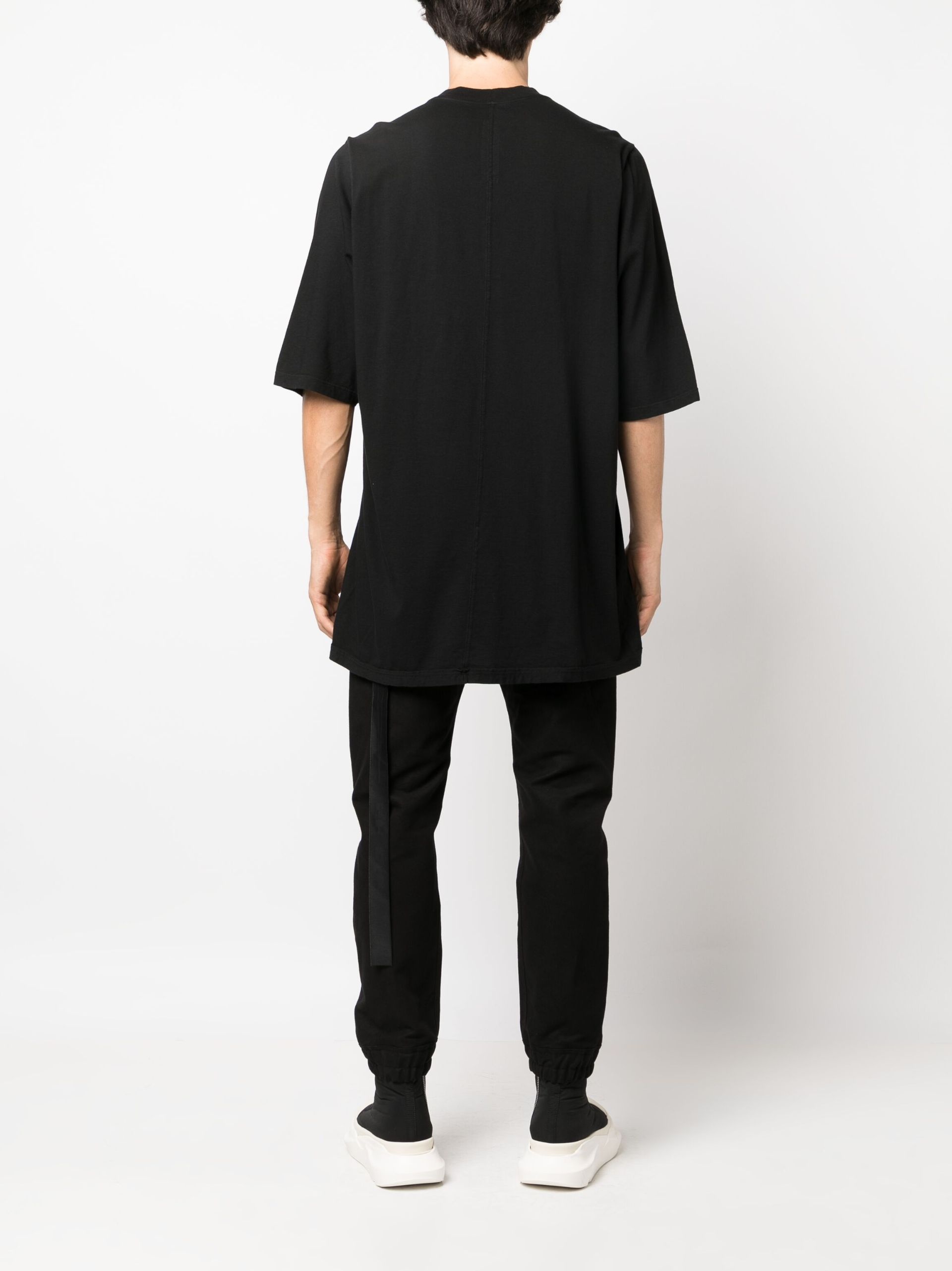 Black Strap Detailed Cotton T-Shirt - 4