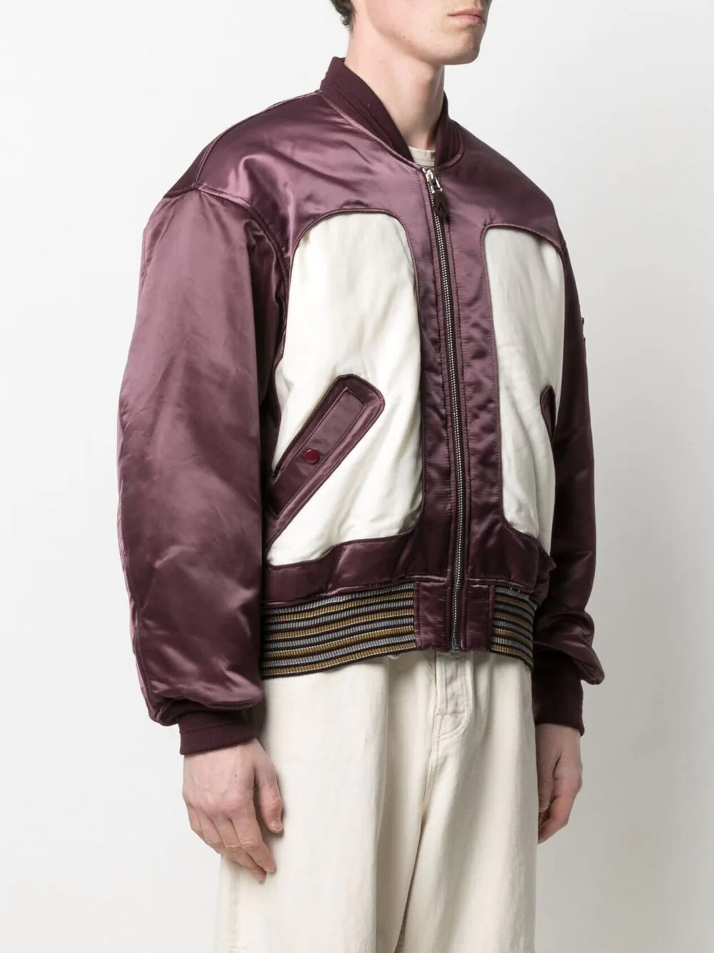 contrasting-panel bomber jacket - 3