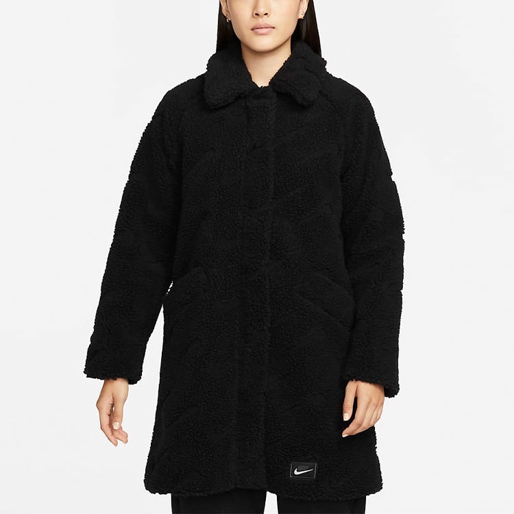 (WMNS) Nike Polar Fleece Casual Solid Color Jacket Black DD5089-010 - 4