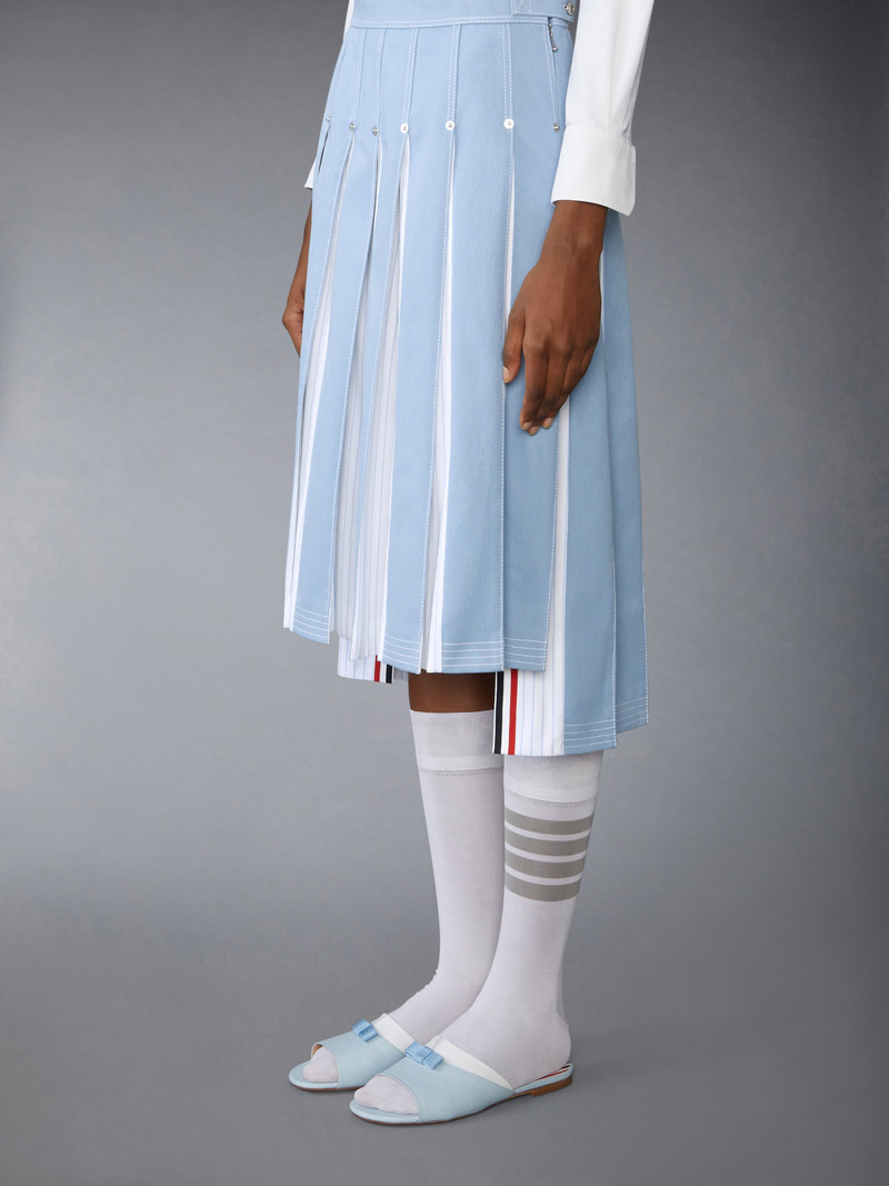 DENIM COMBO DROPPED BACK PLEATED SKIRT 3