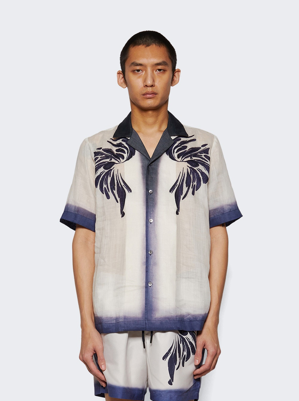 Carltone Embroidered Shirt Navy - 2