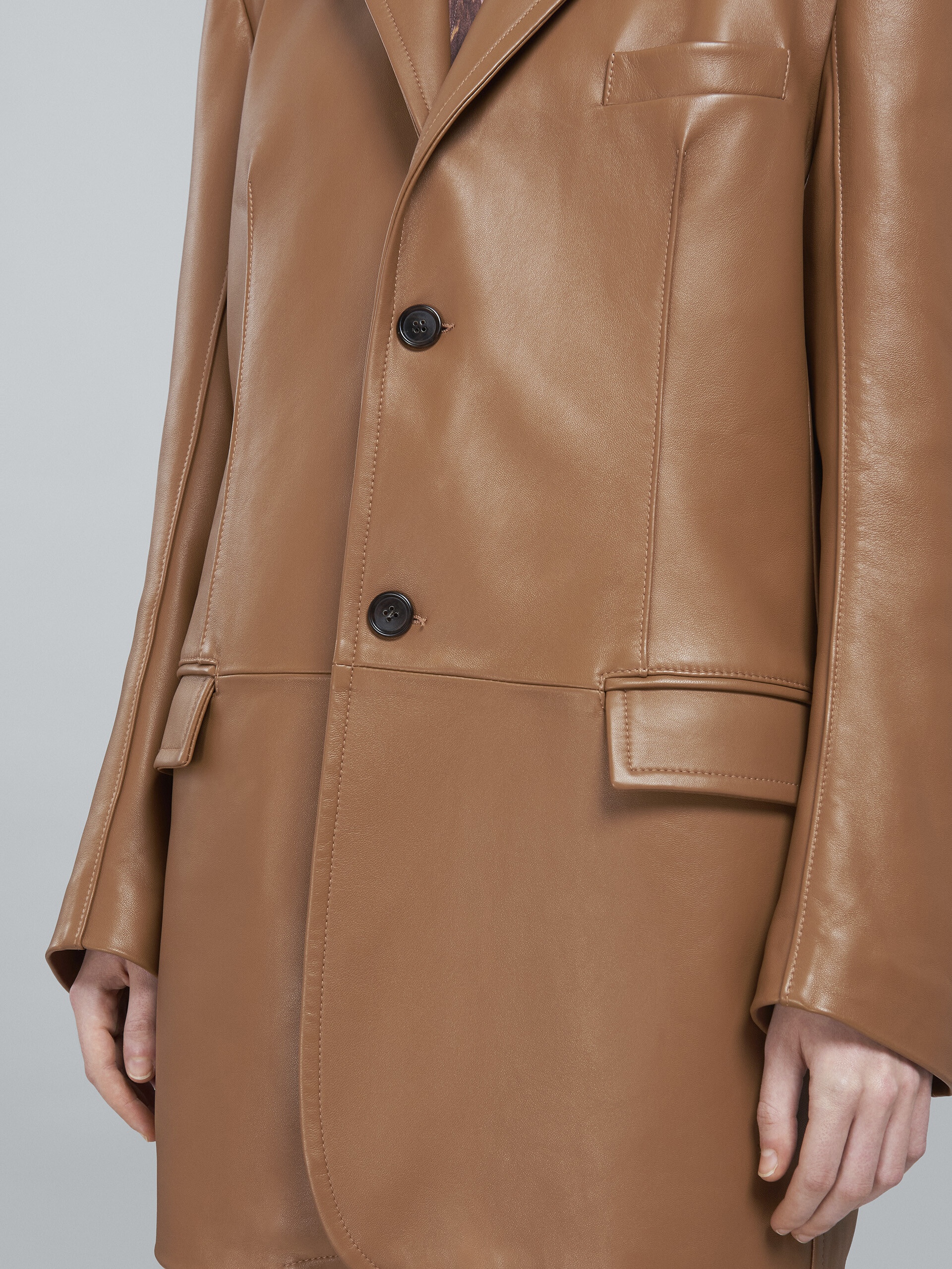 LEATHER LONG BLAZER - 5