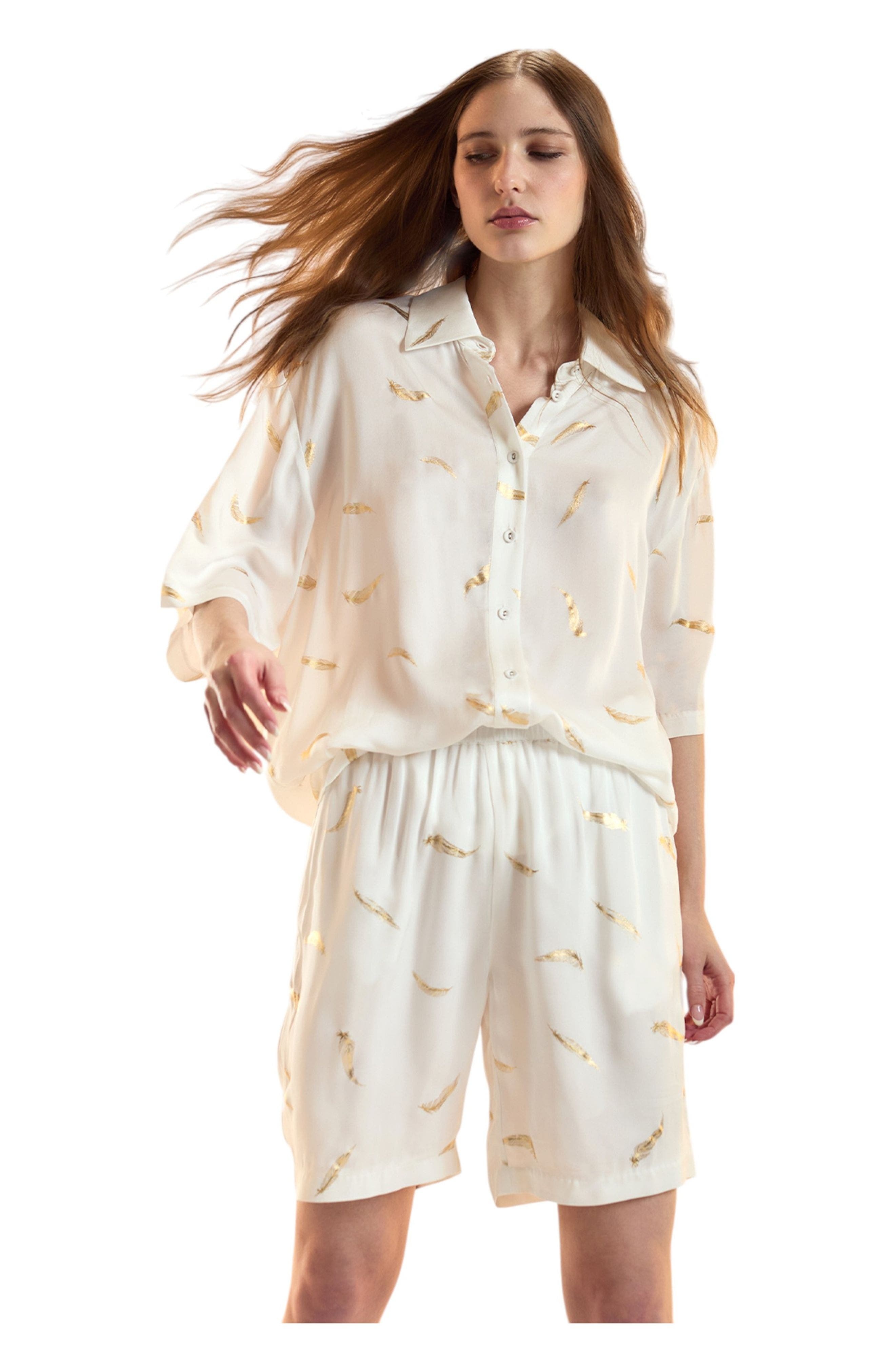 Cynthia Rowley Blake Camp Shirt in White at Nordstrom - 1