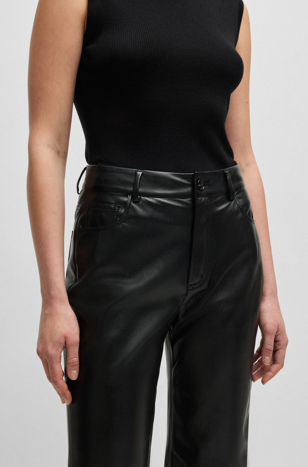 FIVE-POCKET TROUSERS IN FAUX LEATHER - 5