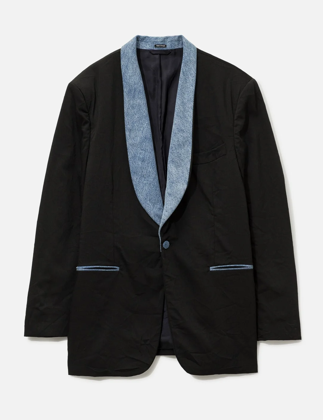 DENIM CONTRAST SINGLE-BREASTED SUIT JACKET - 1