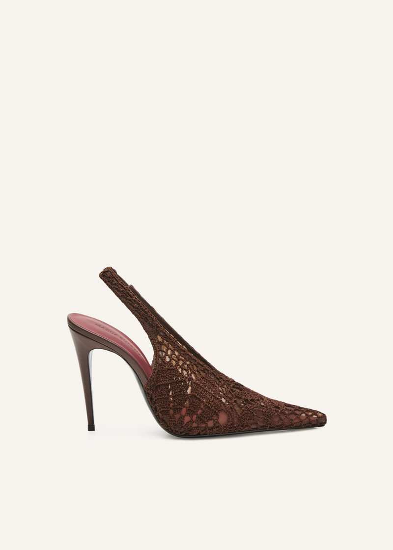 Slingback crochet heels in brown - 1