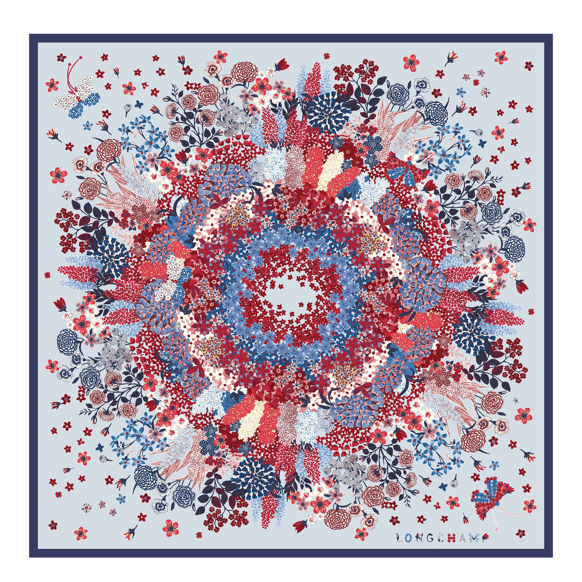 Collier de fleurs Silk scarf 90 Navy - Silk - 1