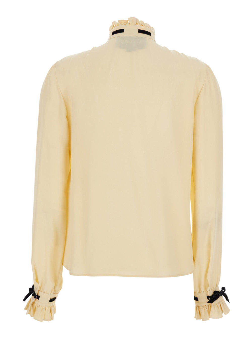 Valentino Women Beige High Neck Shirt With Ruffle Details In Silk Woman - 2